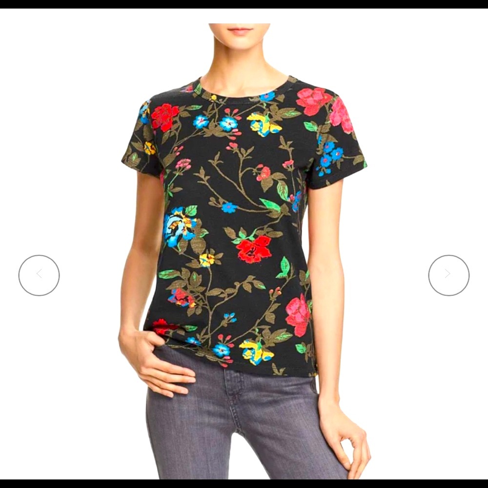 Pam and Gela Distressed Black Shortsleeved
Floral T shirt with bright flowers - Picture 1 of 8